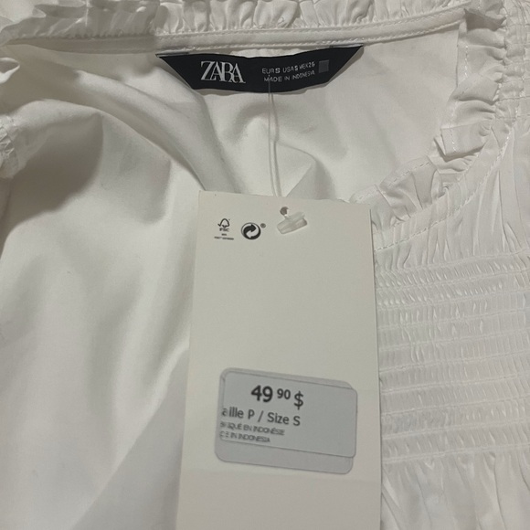 Zara white ruffle neck poplin blouse S - Picture 6 of 6